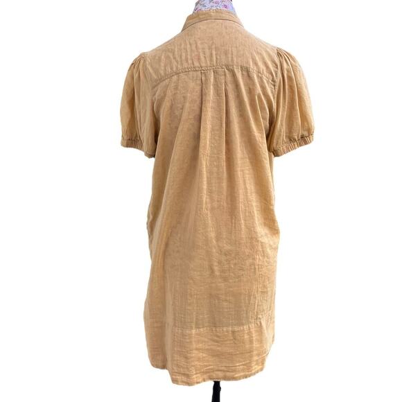 Vintage 72K Yellow Shift Shirt Dress Mini Short Sleeve Silk Cotton Blend Medium - Picture 2 of 7